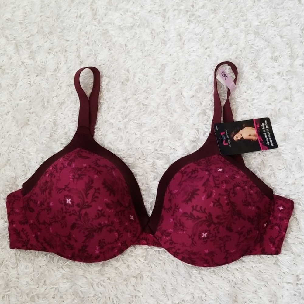 Maidenform Lift and Support Underwire Bra Burgundy 36E DD